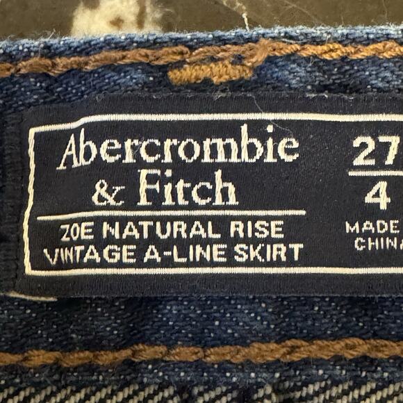 Abercrombie & Fitch Zoe A-Line Denim Skirt Size 4/27 Mini Dark Wash - Picture 3 of 4